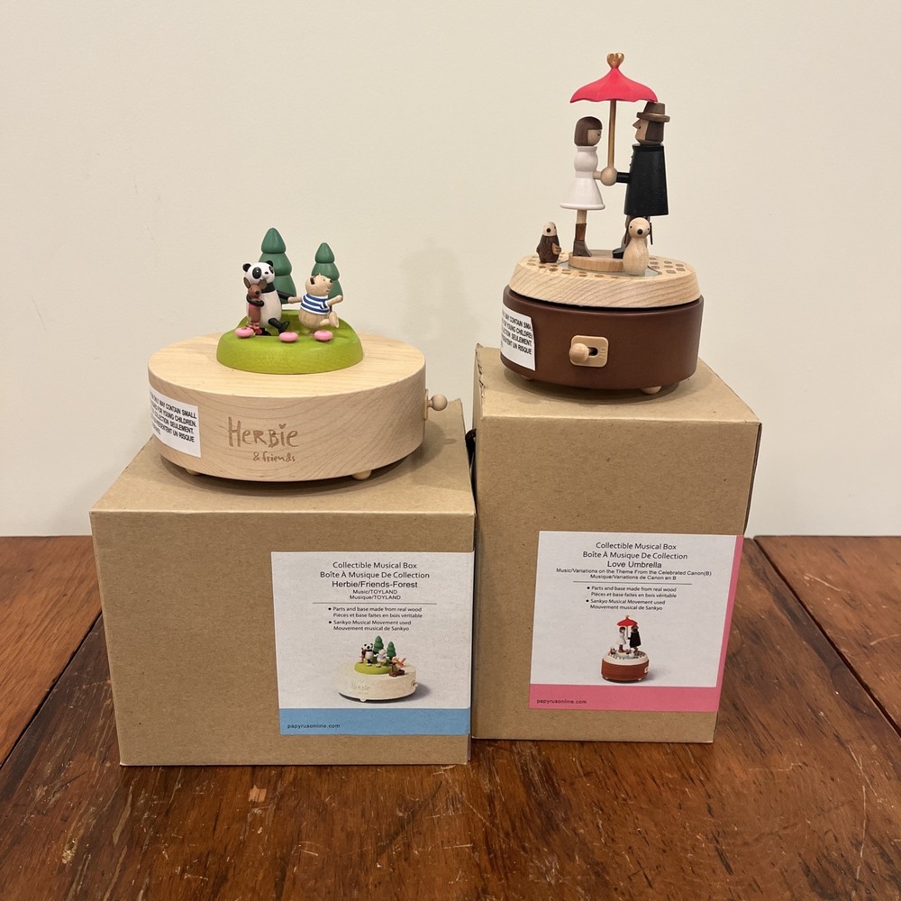 2 Wooderful Life Wooden Music Box - Love Umbrella + Herbie & Friends *NEW*